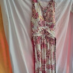 India Boutique Pink and White Backless Dress P50005WD